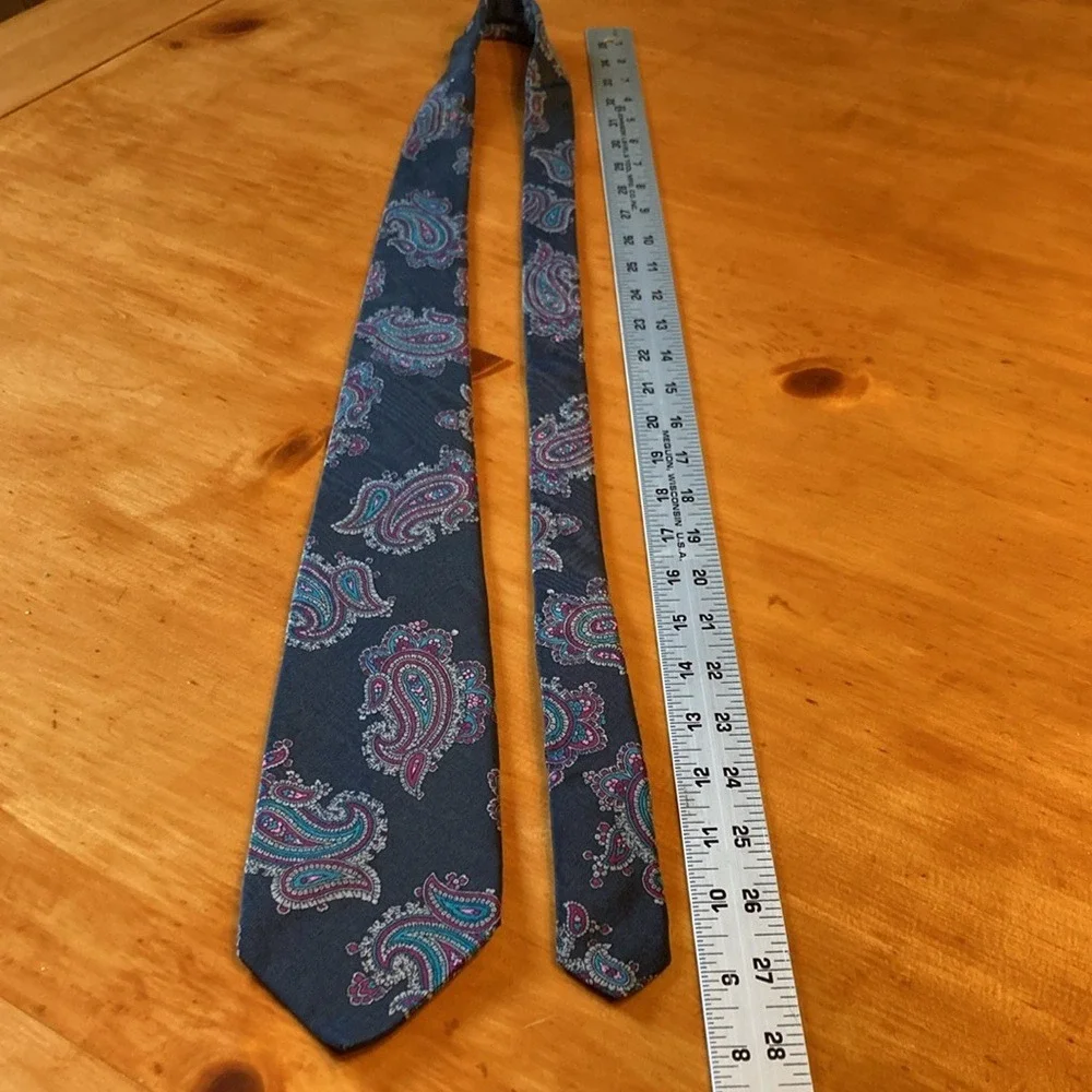 Robert Talbott‎ for Bachrachs Silk Paisley Tie Hand Printed Italy Made in USA